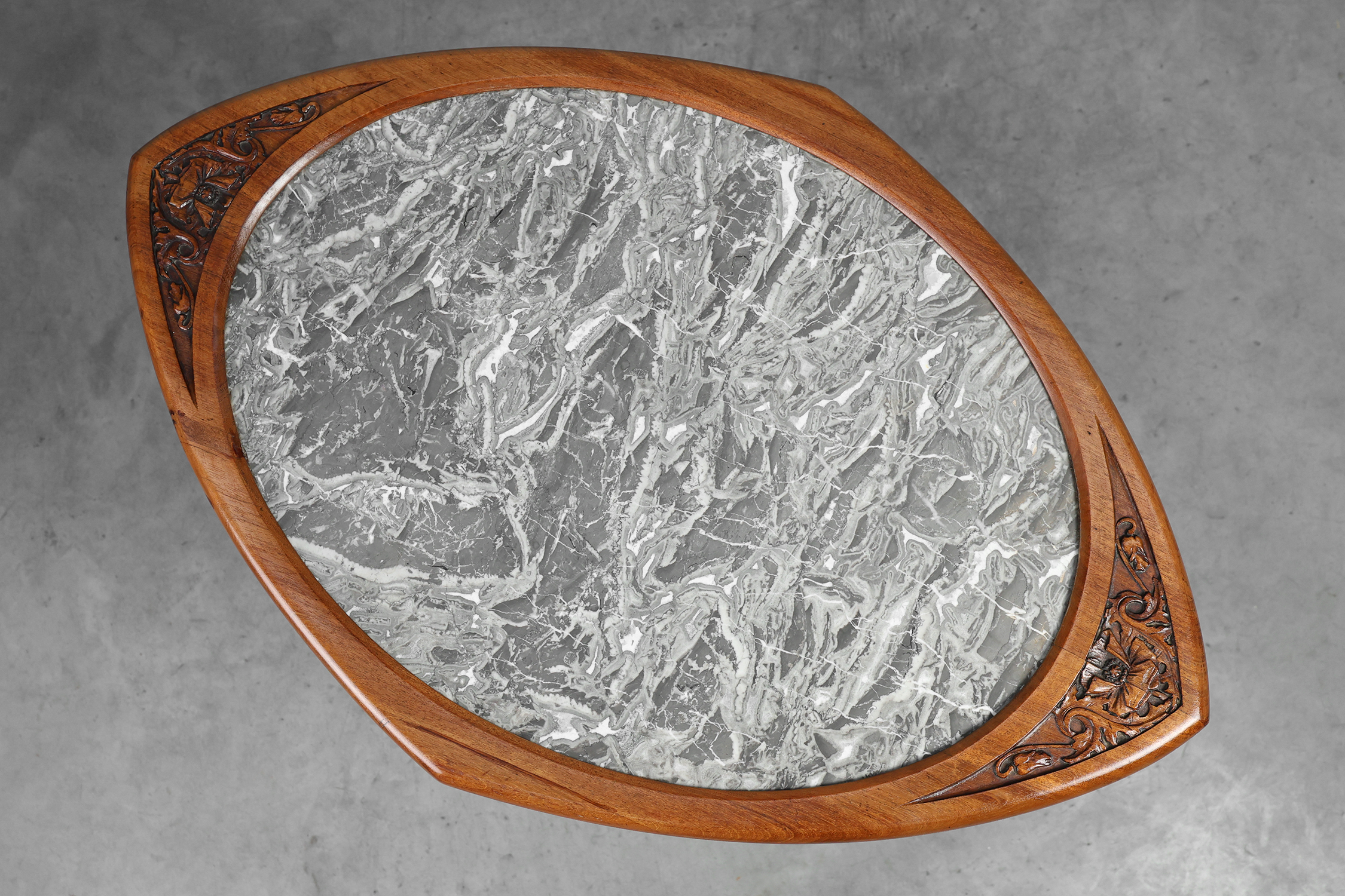 Art Nouveau Side Table in Walnut and Marble, France ca. 1915thumbnail